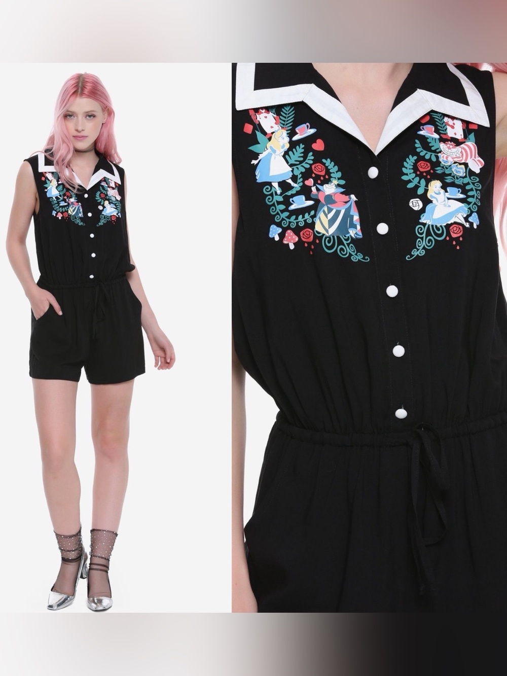 💕2/$44💕Her Universe Disney Alice In Wonderland Retro Roses Romper SZ 3X